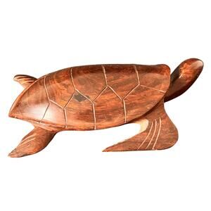 Vintage Mid Century Seri Hand Carved Ironwood Sea of Cortez Turtle Baja Mexico